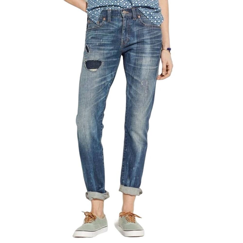 Madewell Slim Boyjean Rip and Repair Edition Slouchy Boyfriend Denim Jeans Sz 24